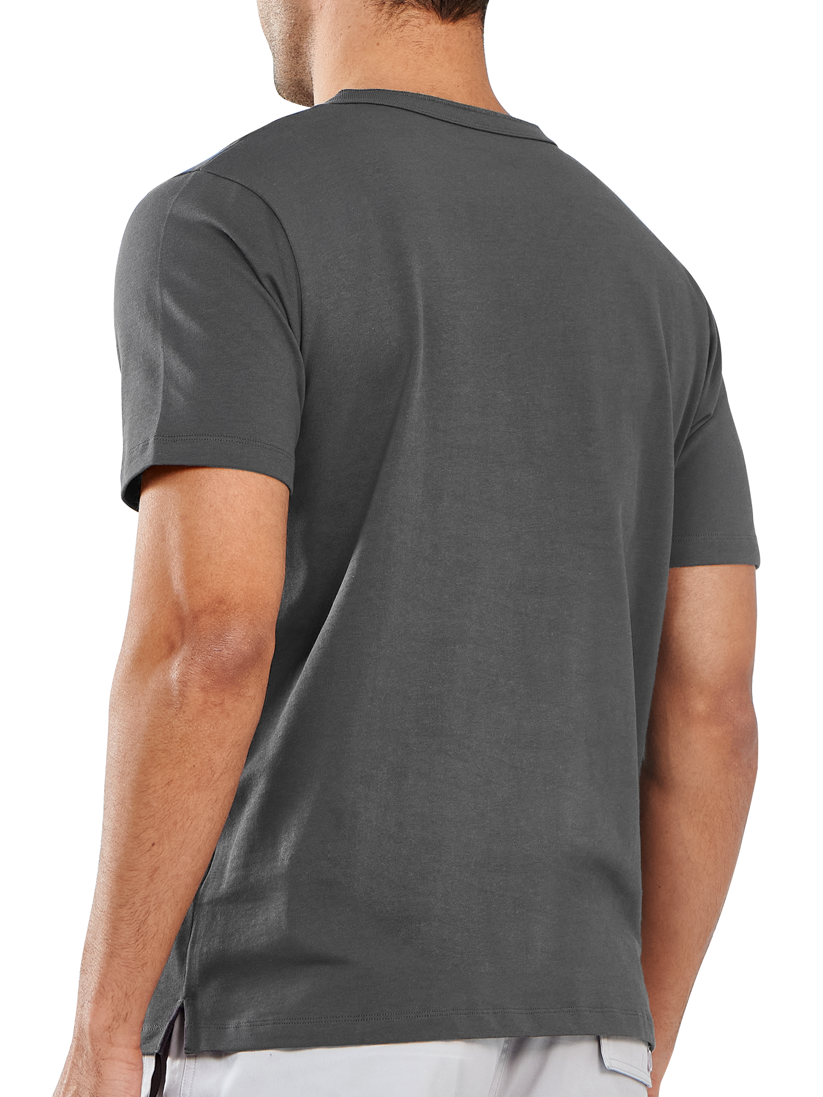 Men's Casual Henley T Shirts Cotton Crewneck Short Sleeve with Button