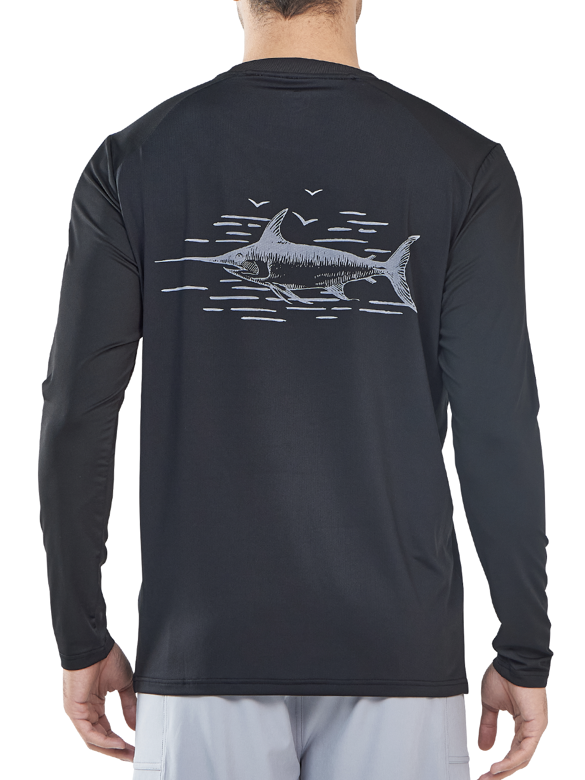 Men's Sun Protection UV Fishing T Shirts Crewneck Long Sleeve for Swim