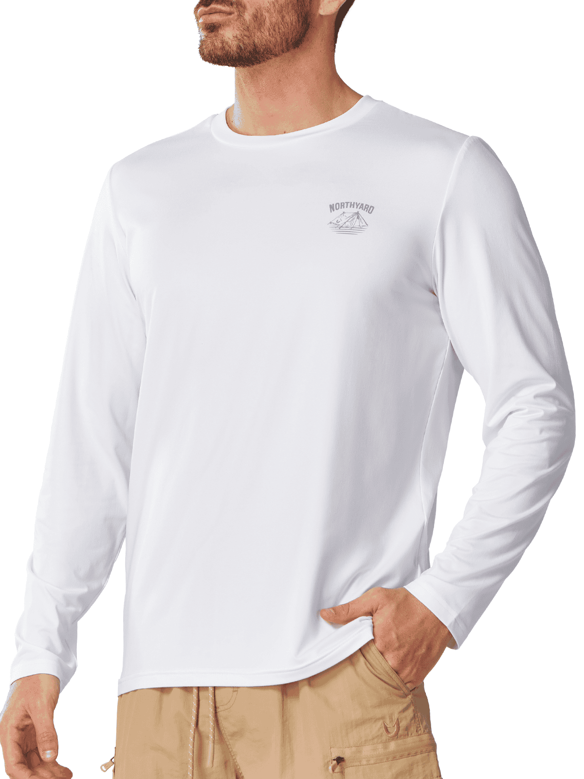 White UV SPF Outdoor Hiking T-Shirt - Front View