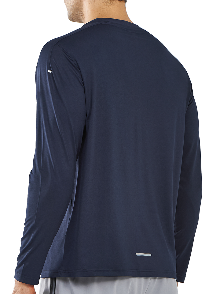 Northyard Men's Navy Gym Long Sleeve T Shirts Wicking Breathable for Running Fitness Back