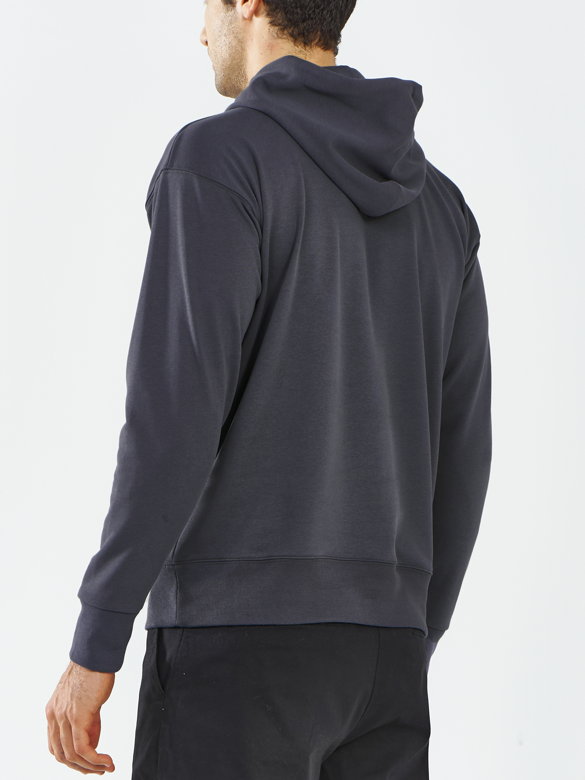 Men's Dark Grey Cotton Hoodies Pullover Long Sleeve Athletic Casual Sweatshirts Back