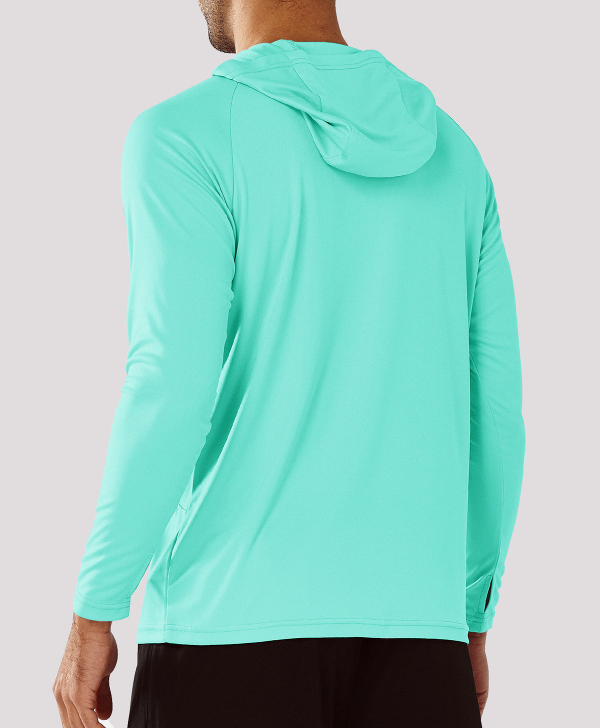 
Men's Fishing Sun Hoodie T Shirt Lightweight Long Sleeve for Workout — Lake Blue