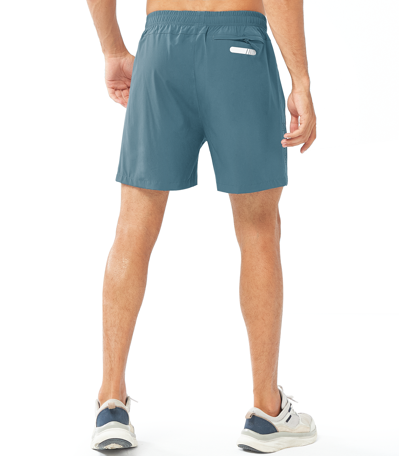 Men's Grey Blue 5" Moisture Wicking Hiking Shorts Back