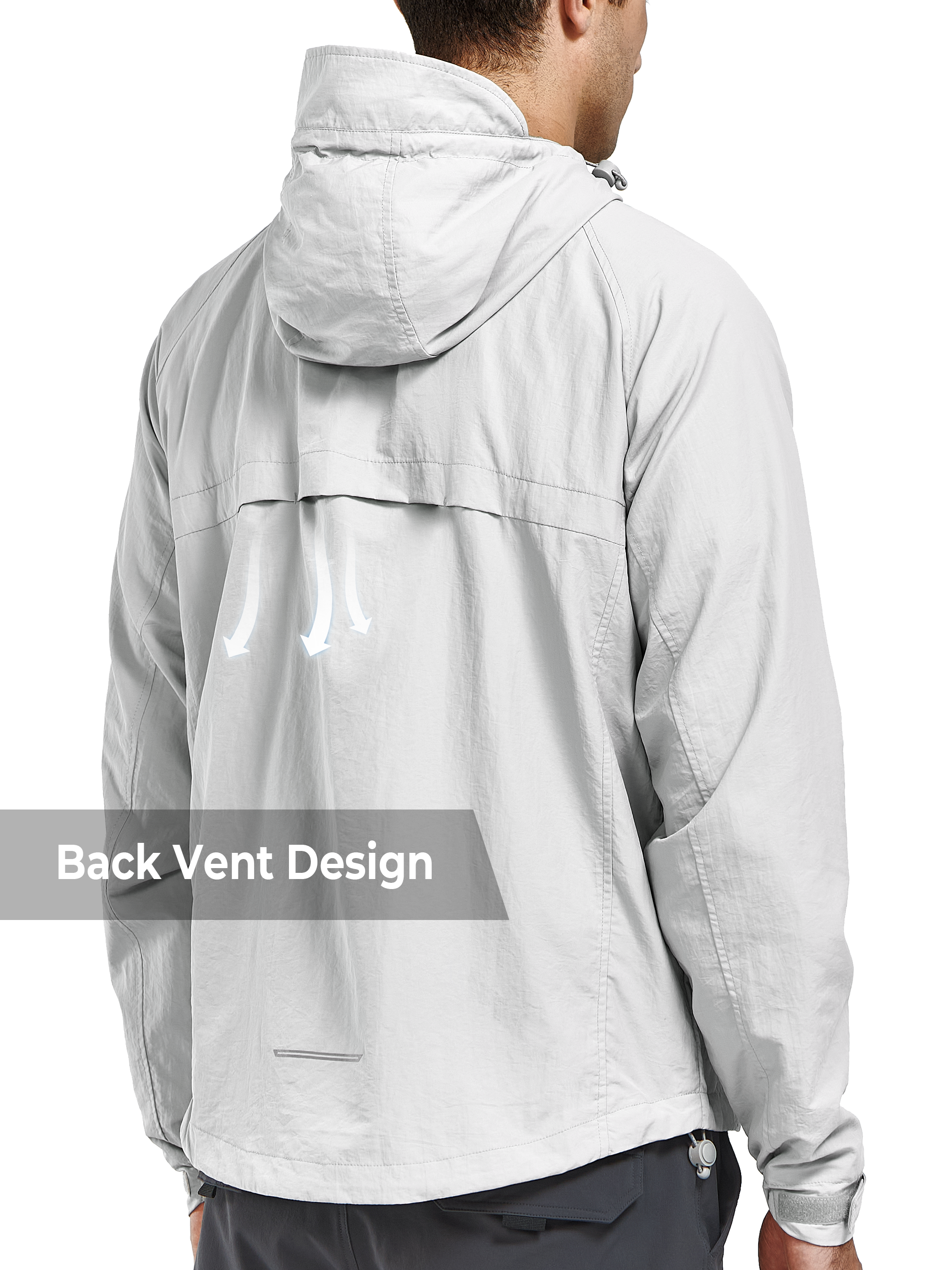 Men's Windbreaker Jackets Lightweight Hooded Windproof Coat for Hiking