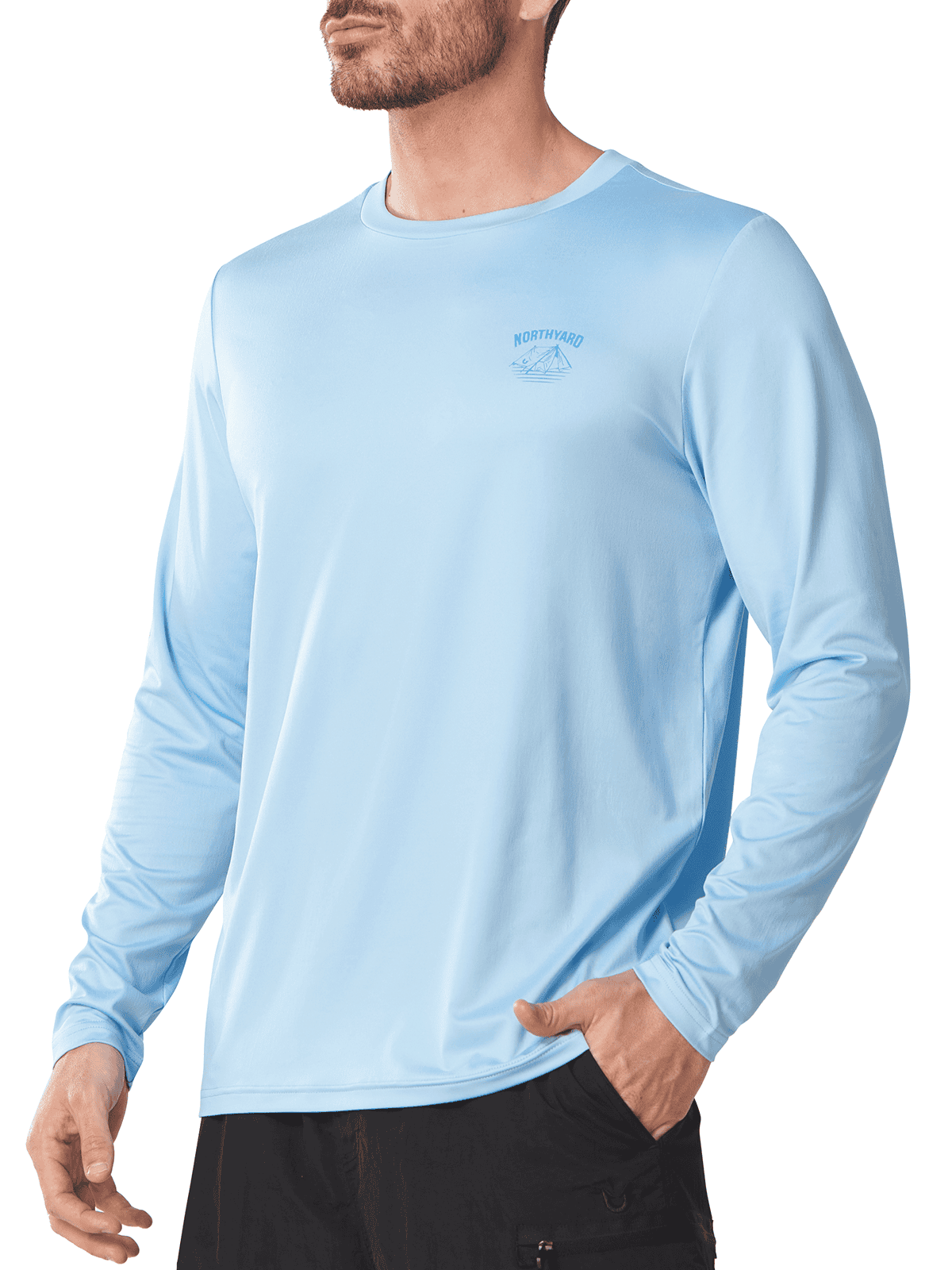 Skyblue Men's UPF 50+ Long Sleeve Sun Protection Shirt - Front View