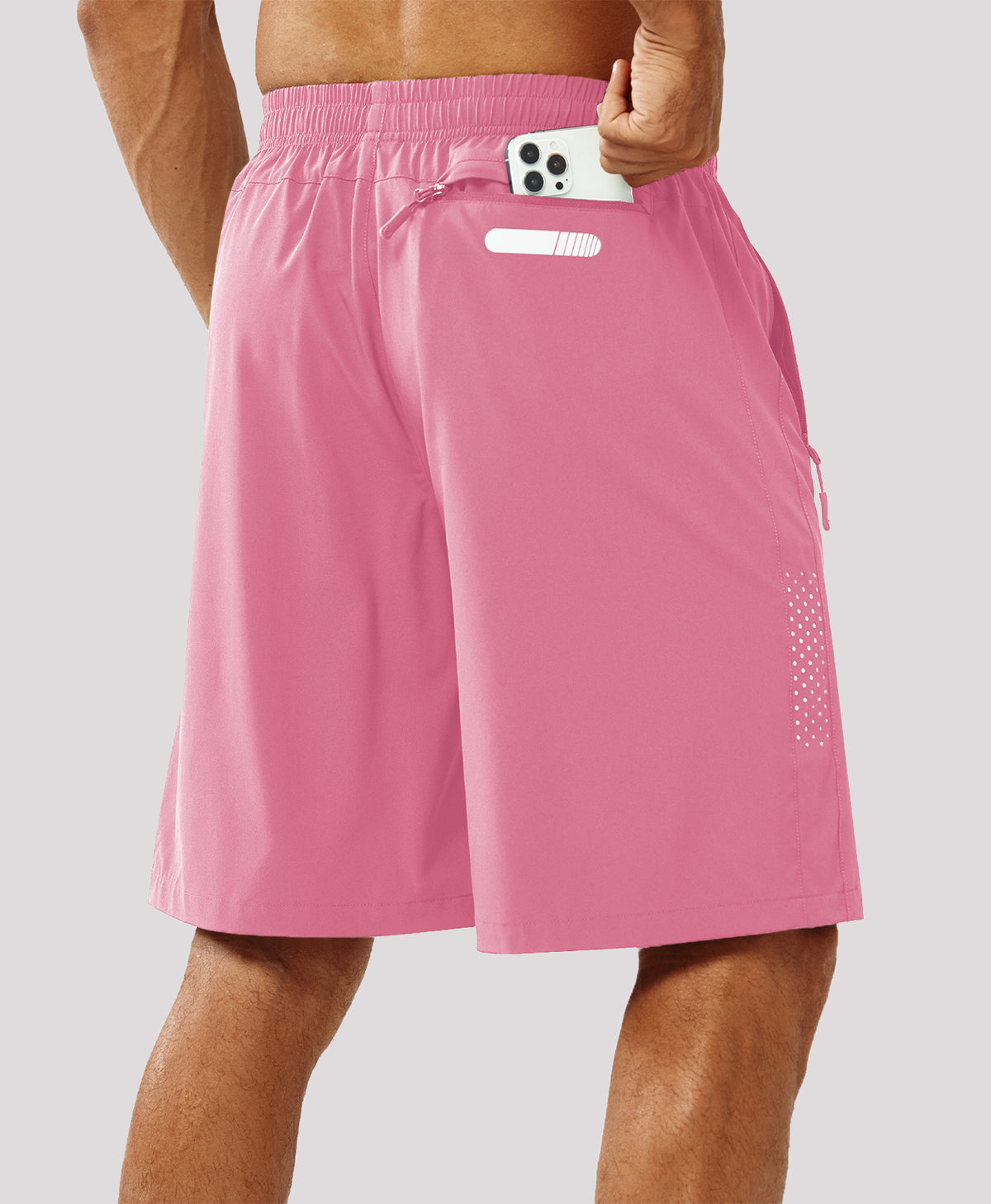 
Men's Hiking 9 Inch Inseam Athletic Shorts Quick Dry Fit Gym Workout — Powder Pink