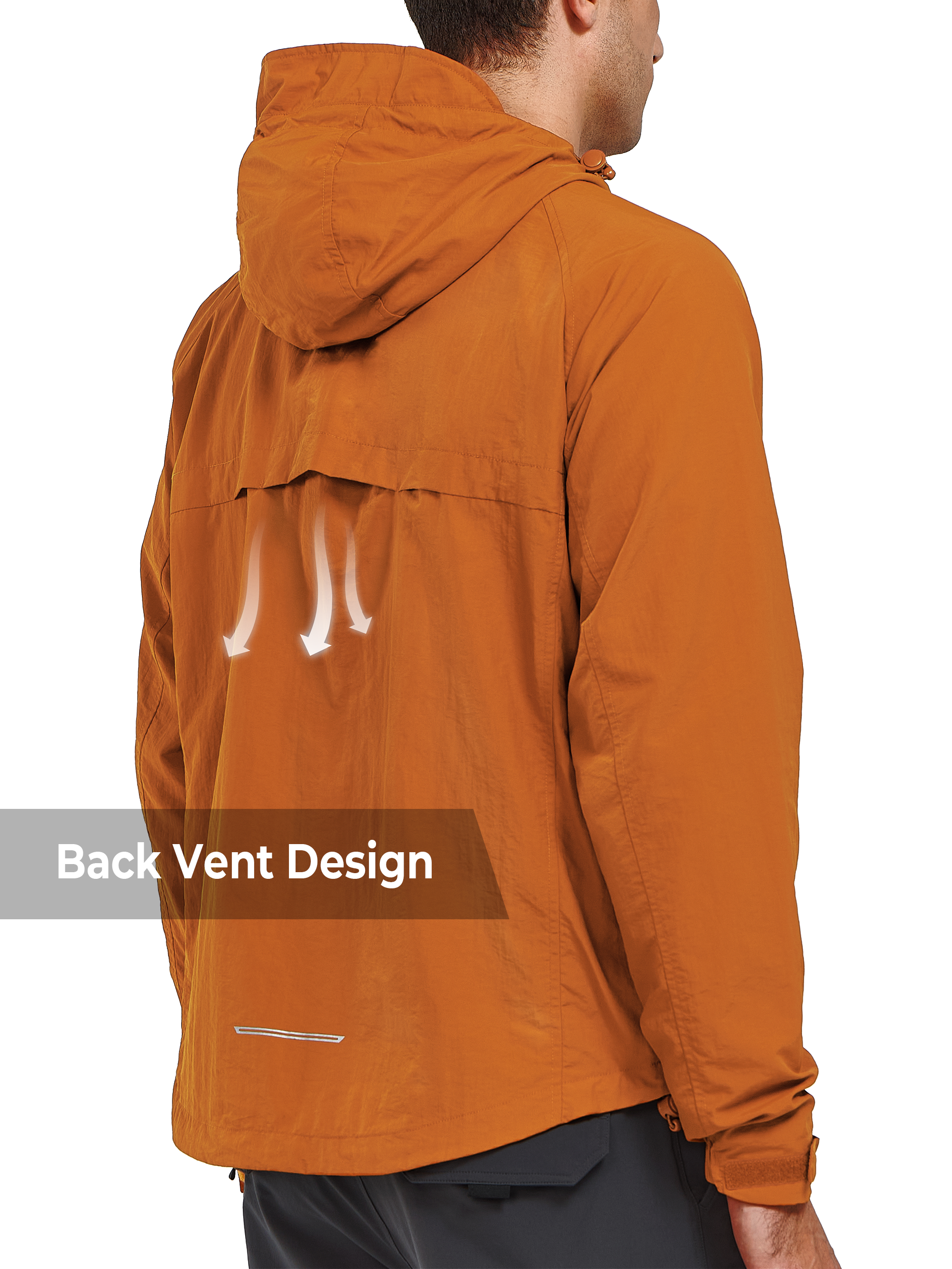 Men's Windbreaker Jackets Lightweight Hooded Windproof Coat for Hiking