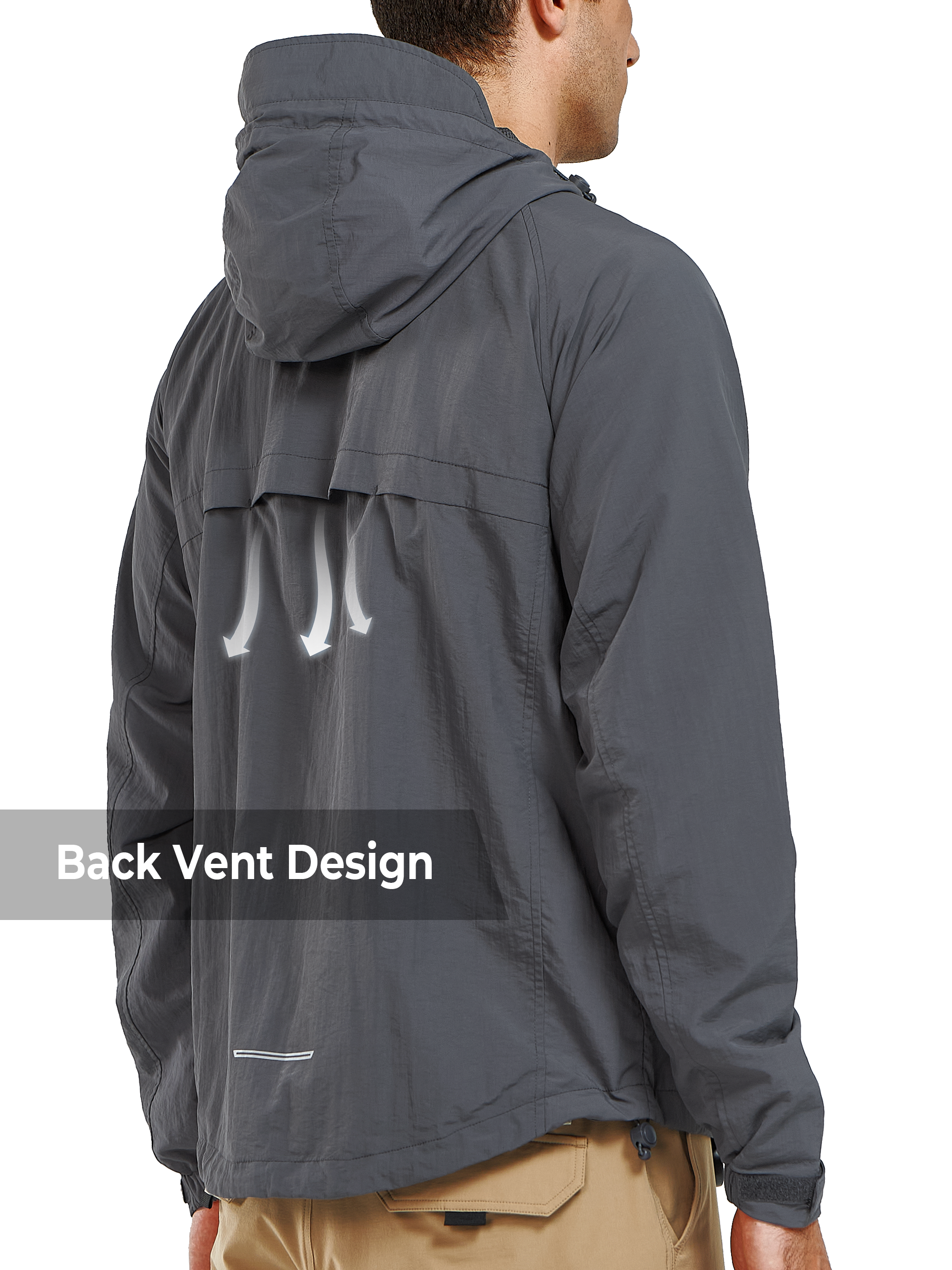 Men's Windbreaker Jackets Lightweight Hooded Windproof Coat for Hiking