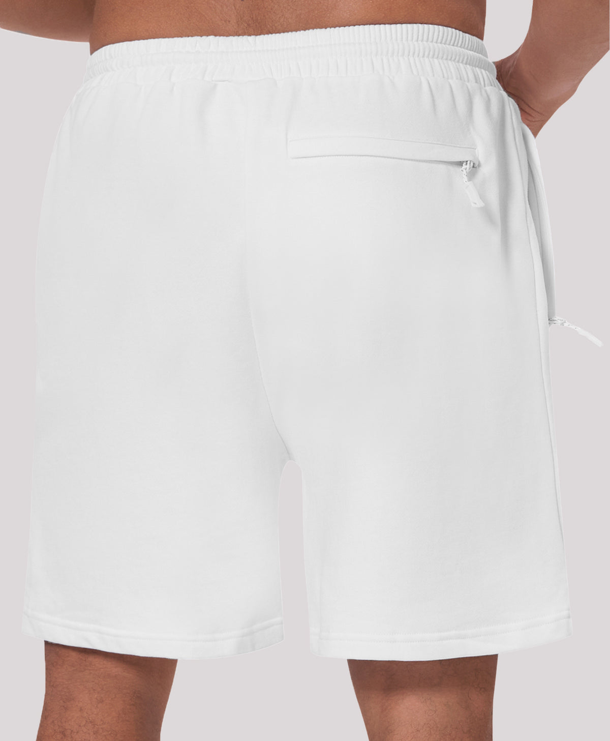 
Men's 7" Soft Cotton Sweat Shorts with Zip Pockets — White