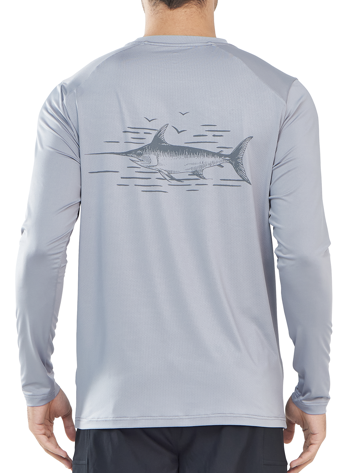 Men's Sun Protection UV Fishing T Shirts Crewneck Long Sleeve for Swim