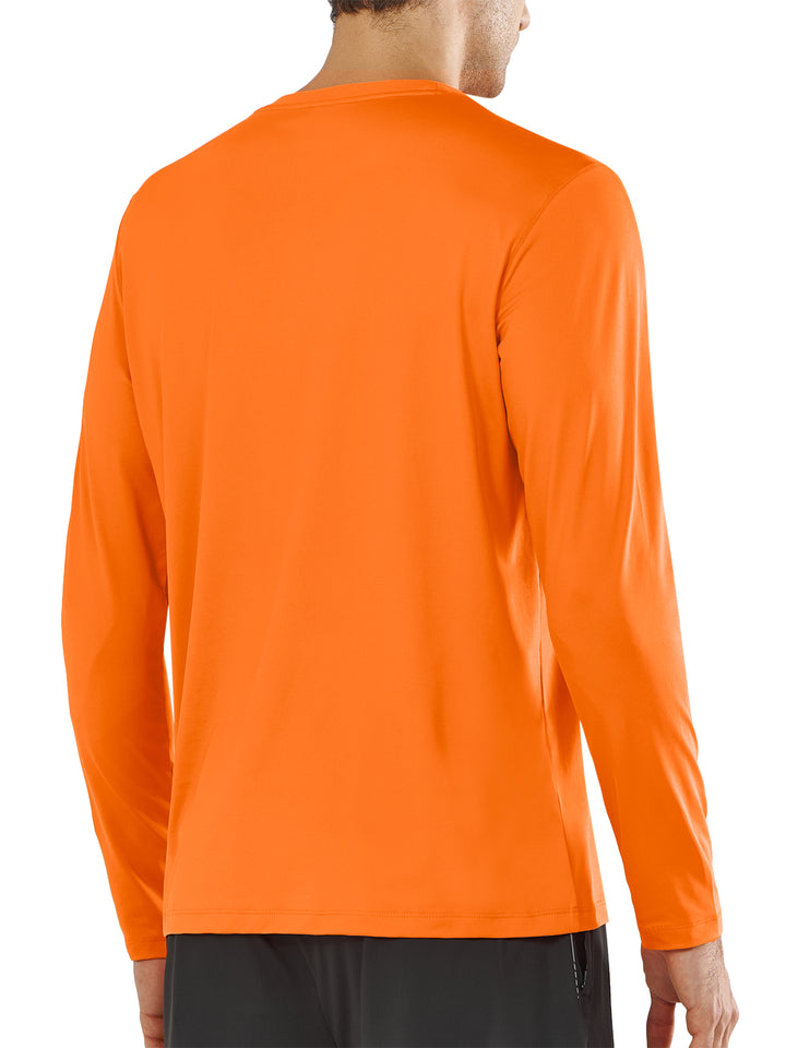 Men's Long Sleeve Compression Gym Shirts Orange Back