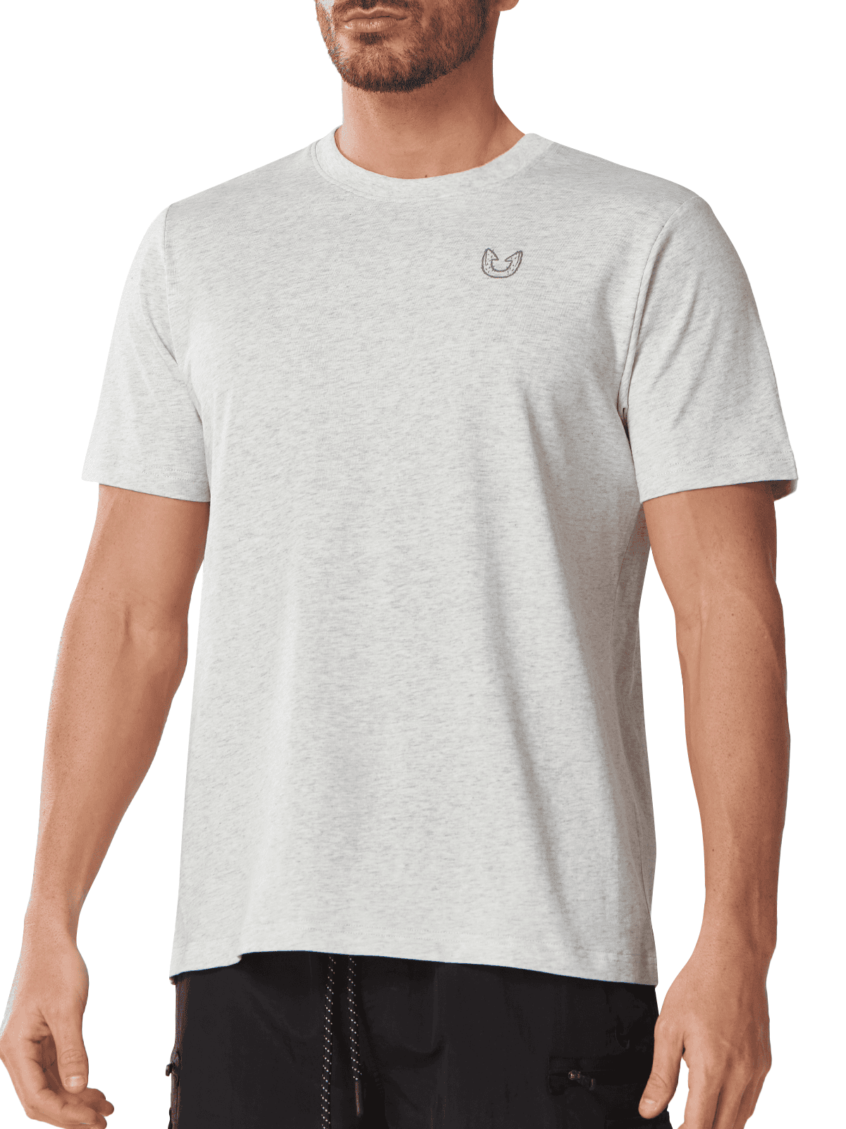 white Heather Men's 100% Cotton Graphic T-Shirt - Front View Relaxed Fit