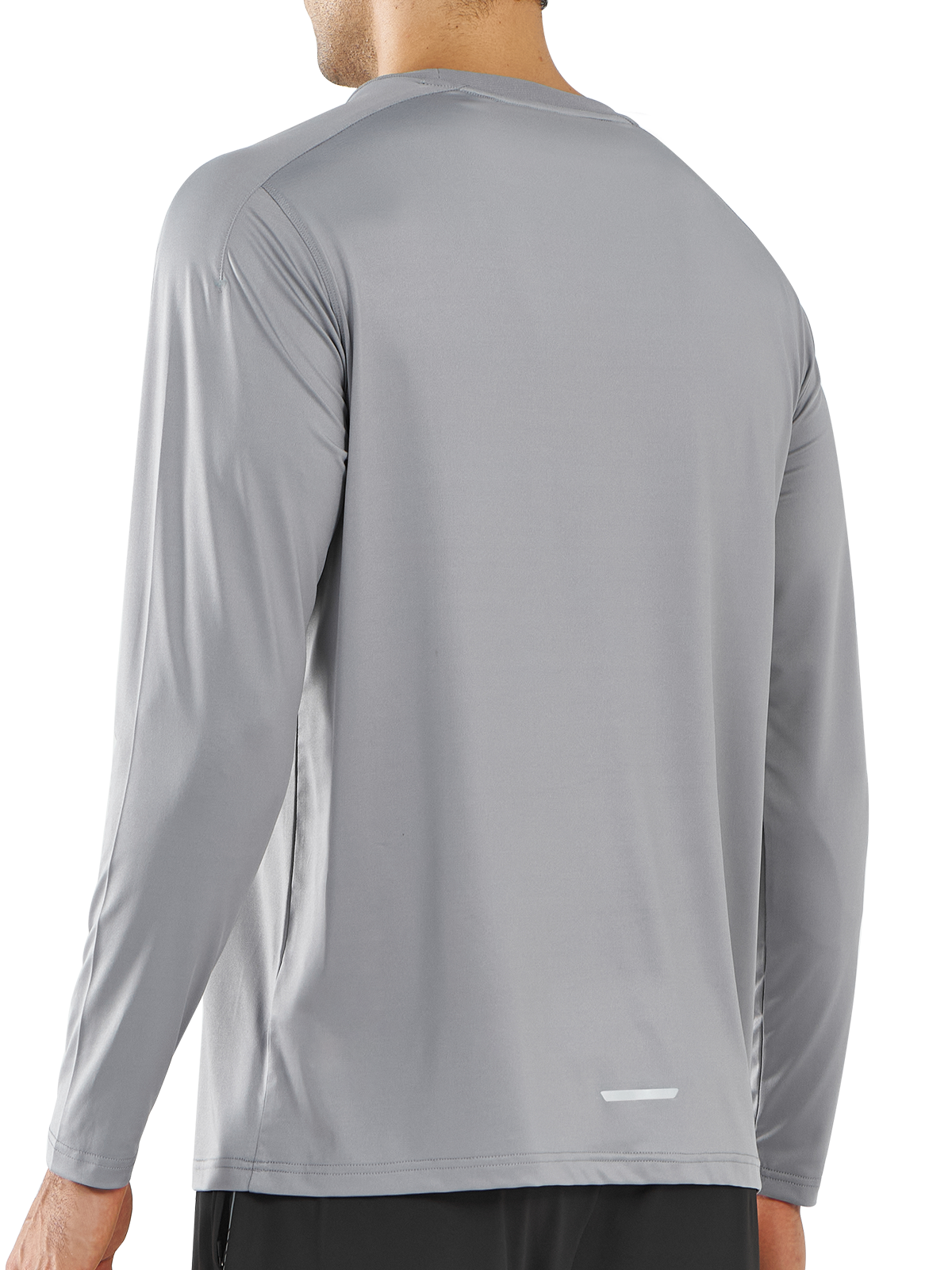 Northyard Men's Light Grey Gym Long Sleeve T Shirts Wicking Breathable for Running Fitness Back