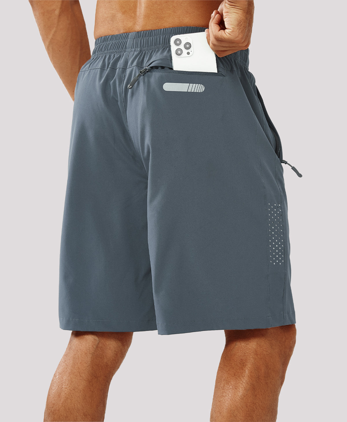 
Men's Hiking 9 Inch Inseam Athletic Shorts Quick Dry Fit Gym Workout — Cool Grey