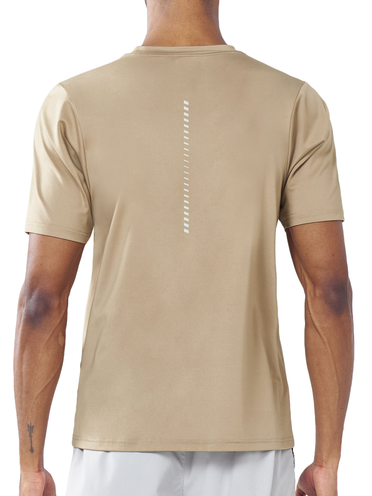 Men's Warm Taupe Pickleball Workout Sweat T-Shirts Moisture Wicking for Gym Sport Back