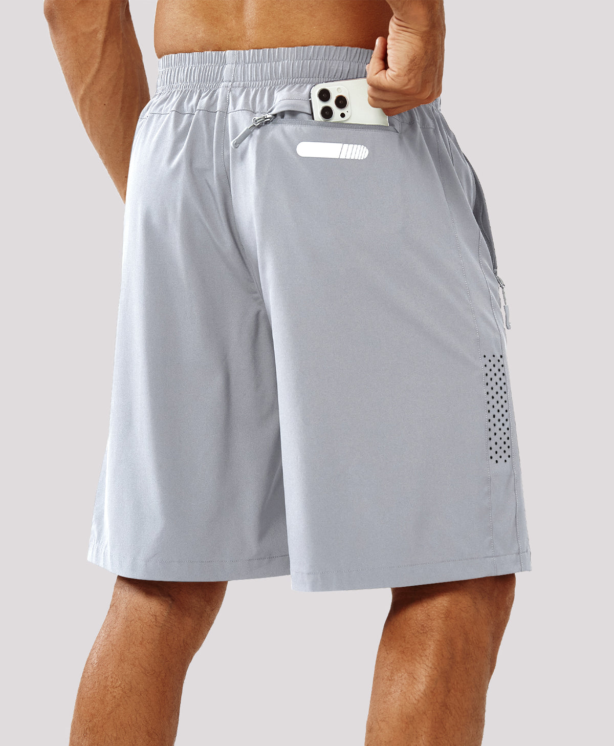 
Men's Hiking 9 Inch Inseam Athletic Shorts Quick Dry Fit Gym Workout — grey