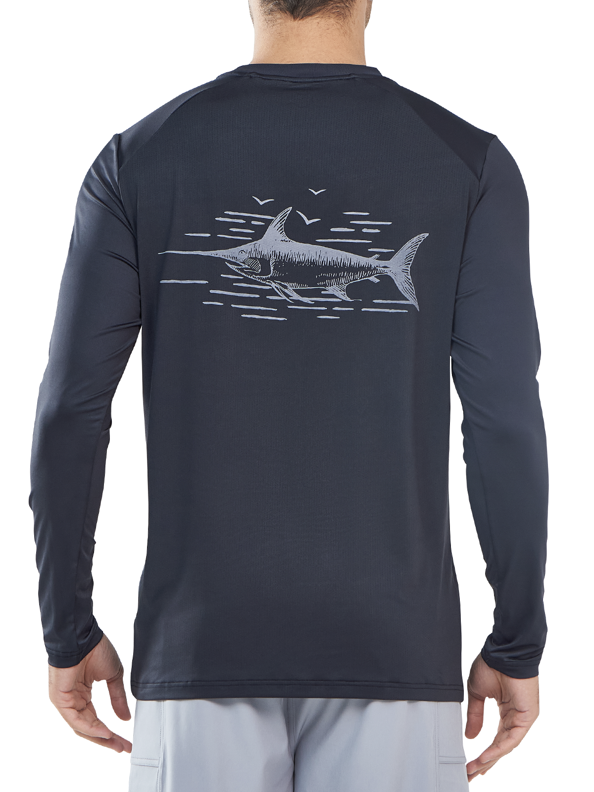 
NORTHYARD Men's Dark Grey Sun Protection UV Fishing T Shirts Crewneck Long Sleeve for Swim back