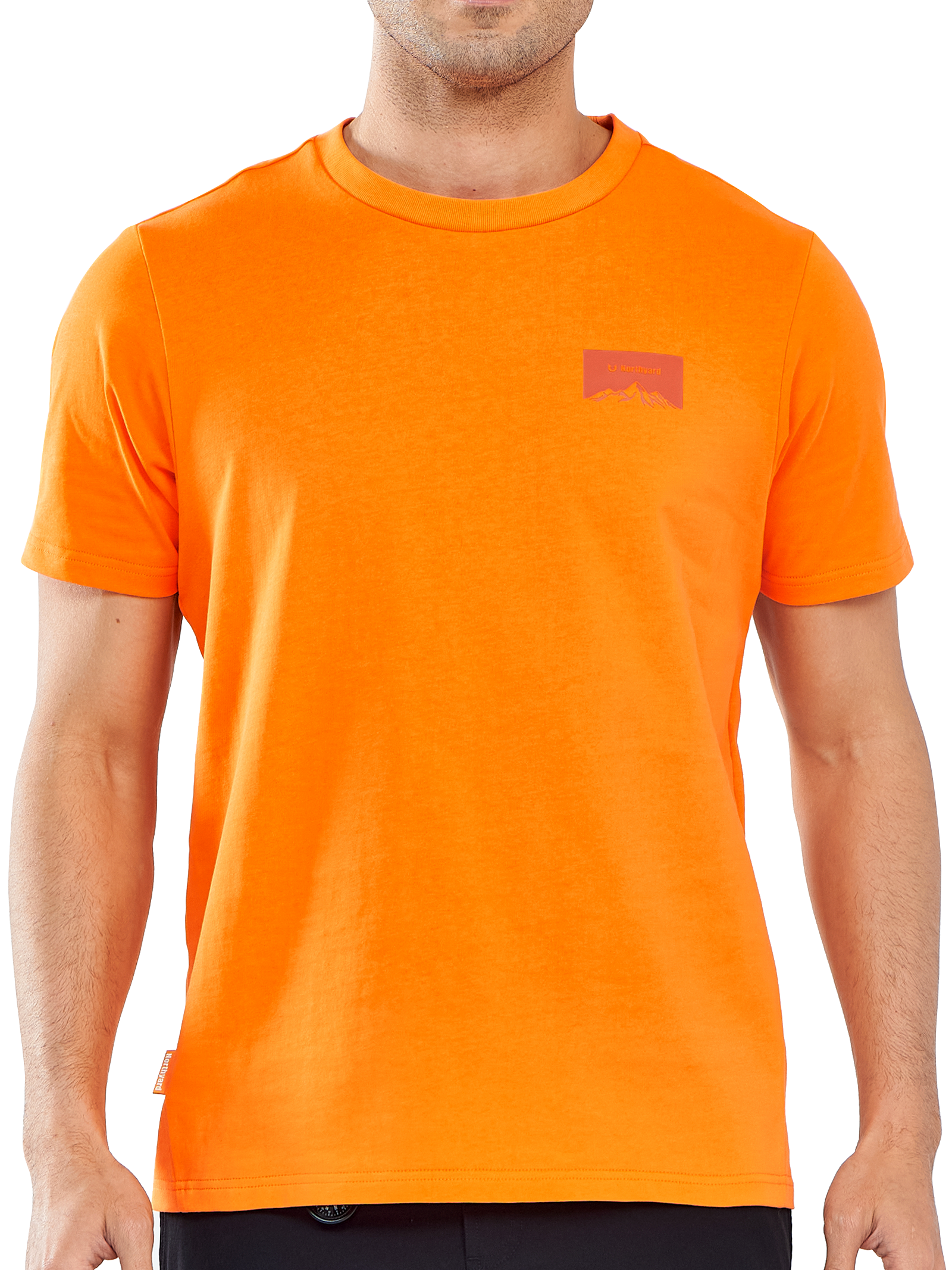 NORTHYARD Men's Orange Cotton Hiking Tee Shirts Heavyweight Casual Crewneck for Outdoor