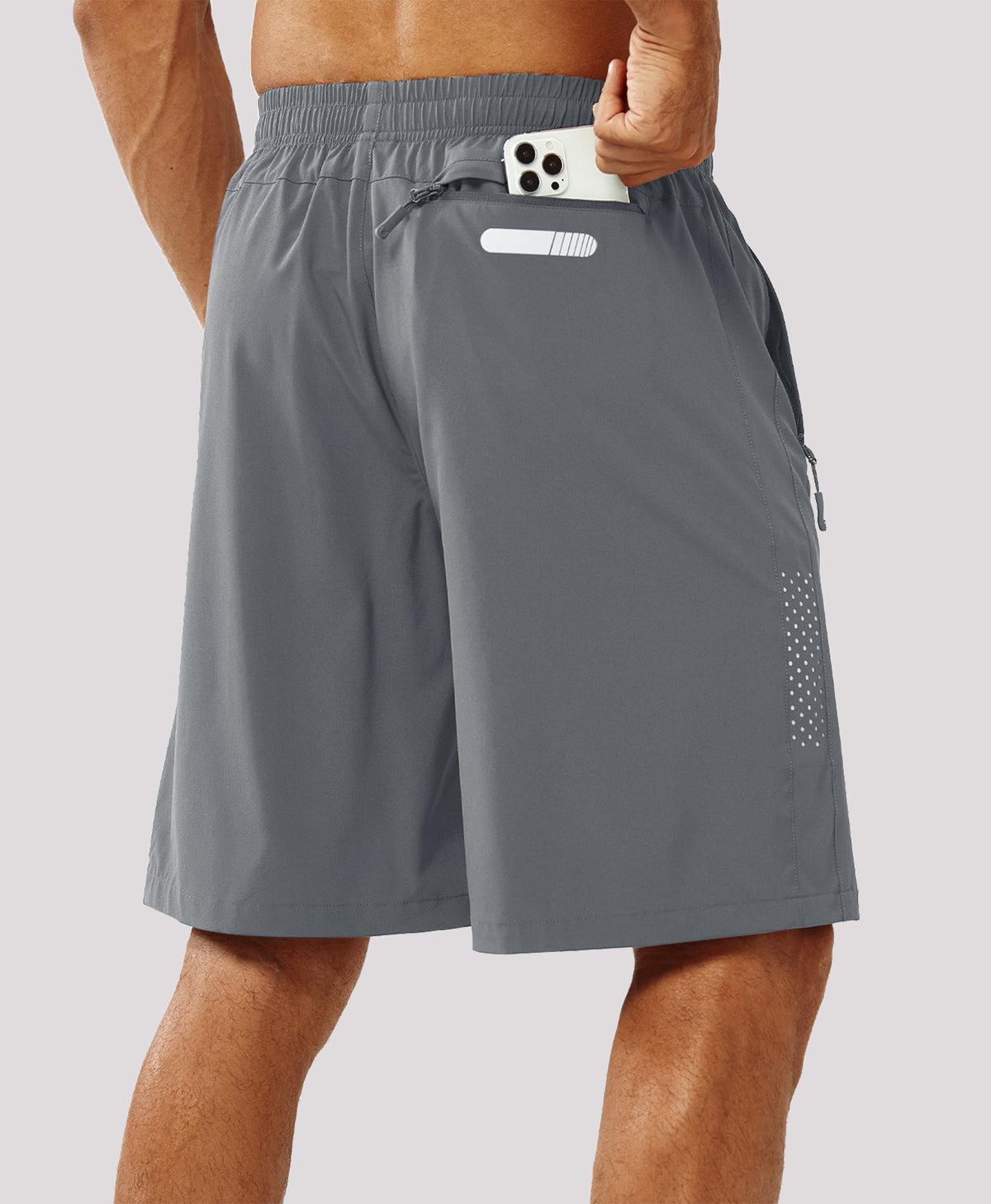 
Men's Hiking 9 Inch Inseam Athletic Shorts Quick Dry Fit Gym Workout — Smoke Grey