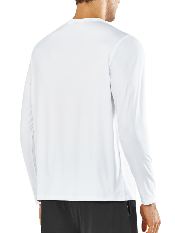 Men's Long Sleeve Compression Gym Shirts White Back