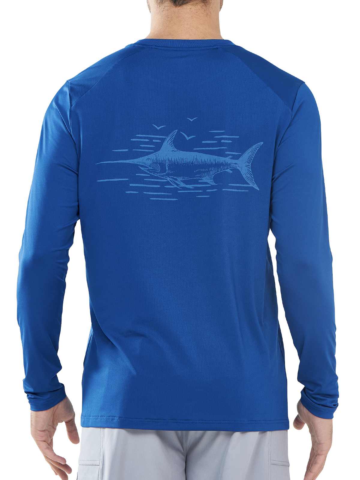 Men's Sun Protection UV Fishing T Shirts Crewneck Long Sleeve for Swim