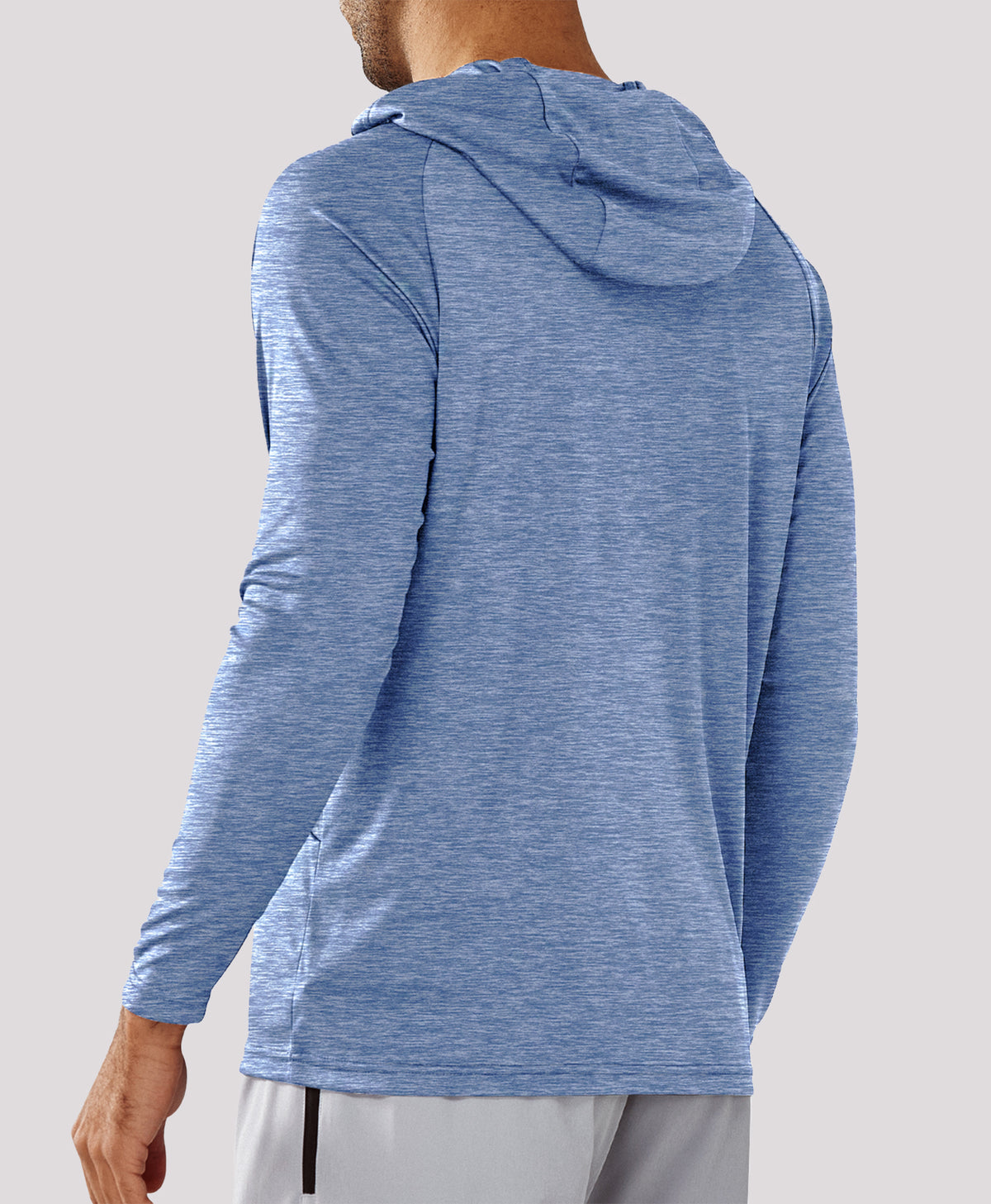 
Men's Fishing Sun Hoodie T Shirt Lightweight Long Sleeve for Workout — Blue Heather