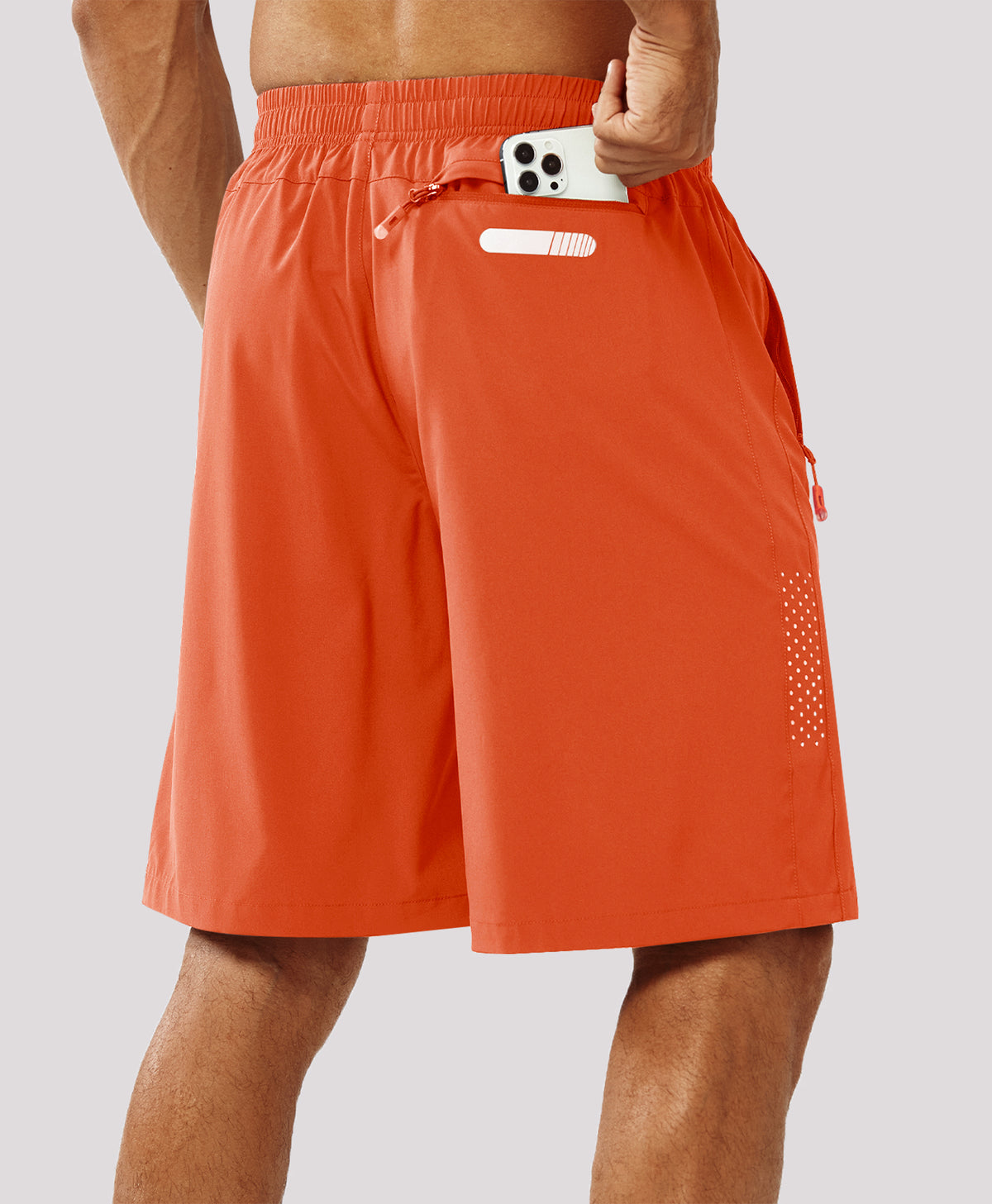 
Men's Hiking 9 Inch Inseam Athletic Shorts Quick Dry Fit Gym Workout — Orange