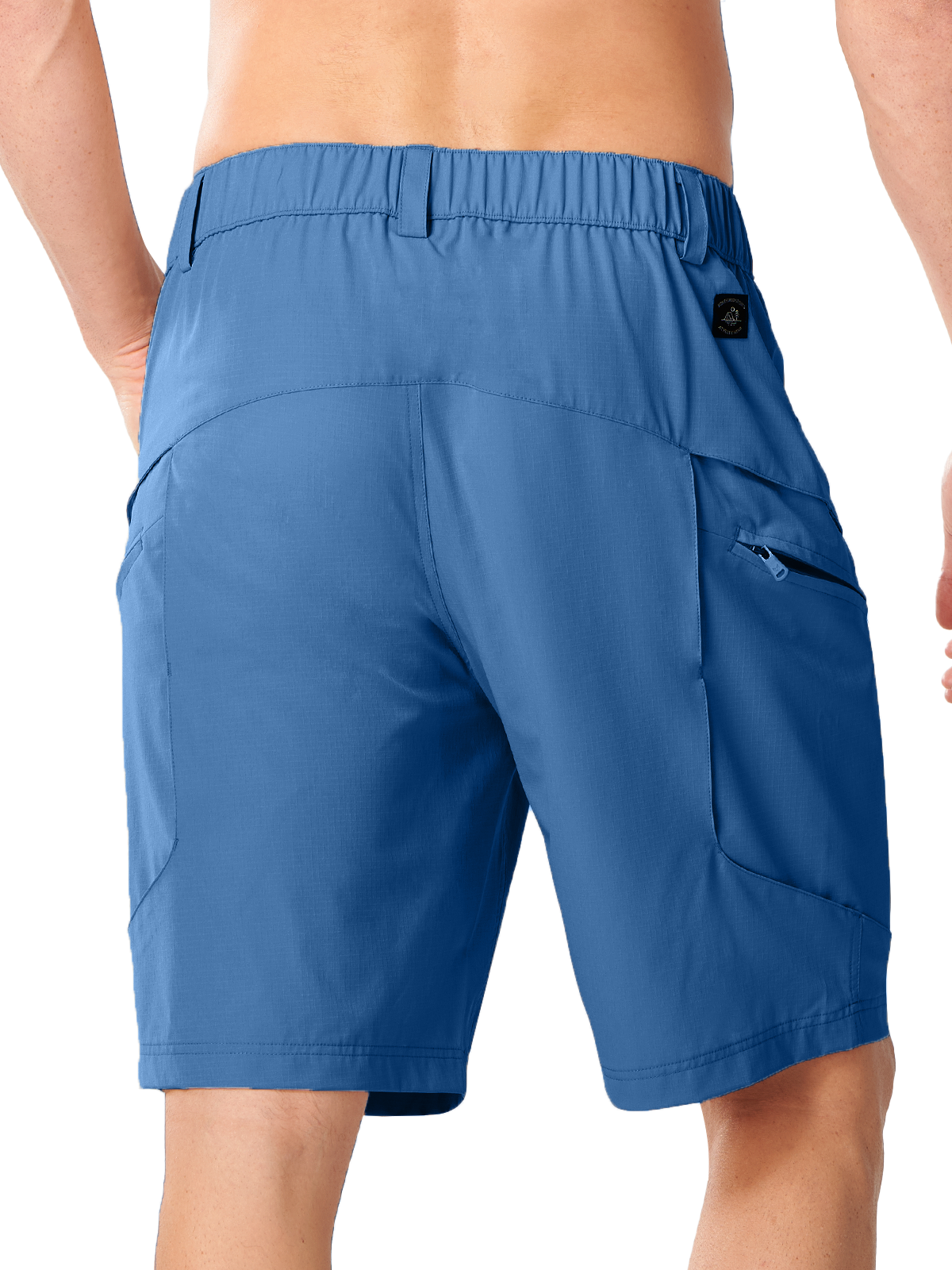 Federal Blue Men's Outdoor Cargo Shorts - Back View Featuring Secure Button-Closure Pockets