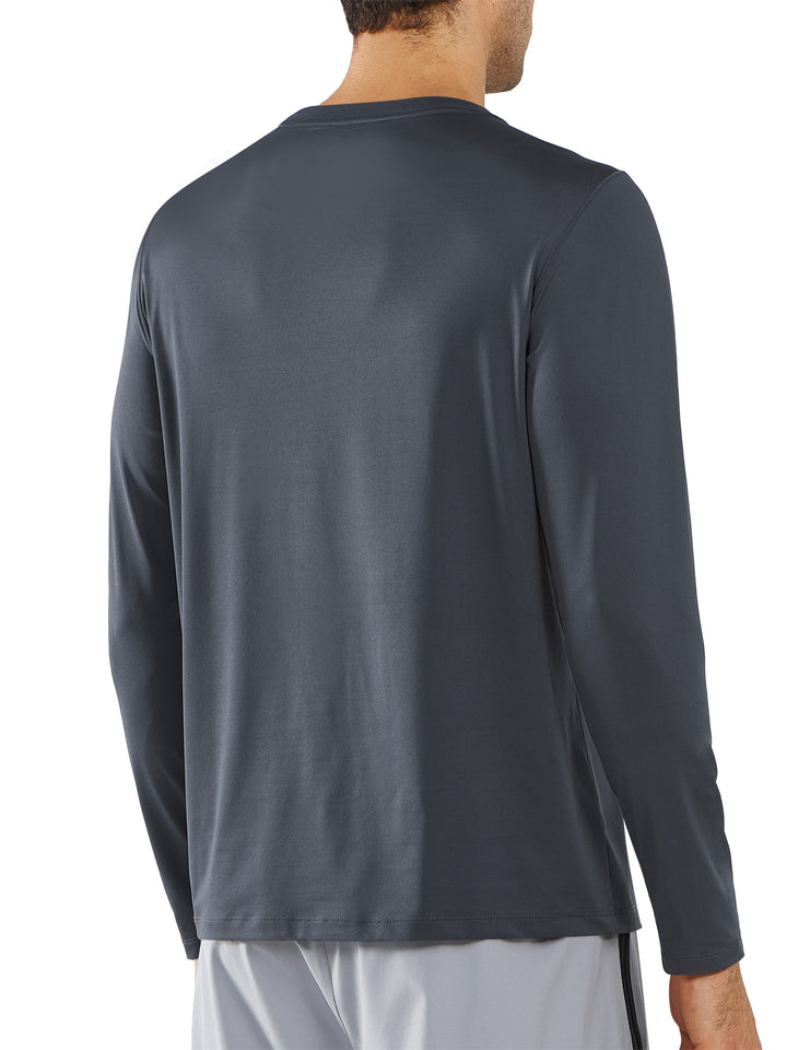 Men's Long Sleeve Compression Gym Shirts Dark Grey Back
