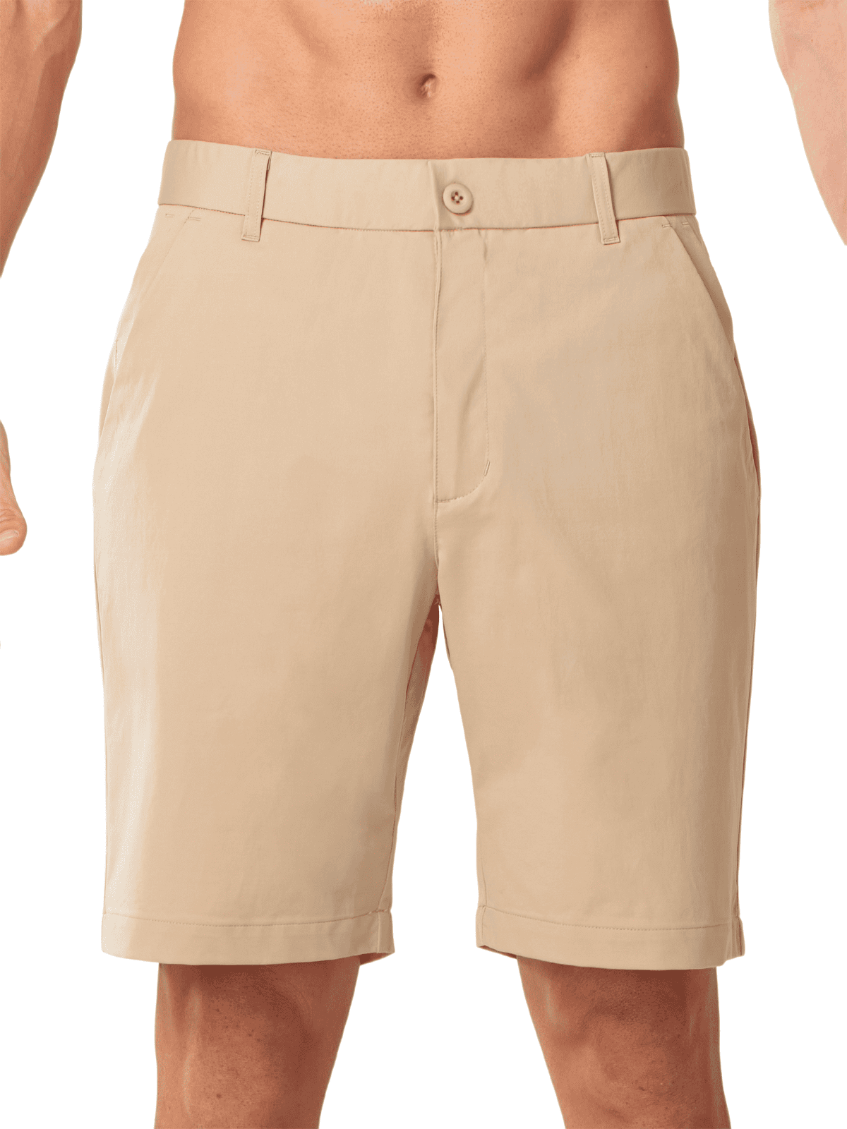 Lightkhaki Men's 9 Inch Inseam Golf Shorts - Front View Tailored Straight Fit Performance Shorts
