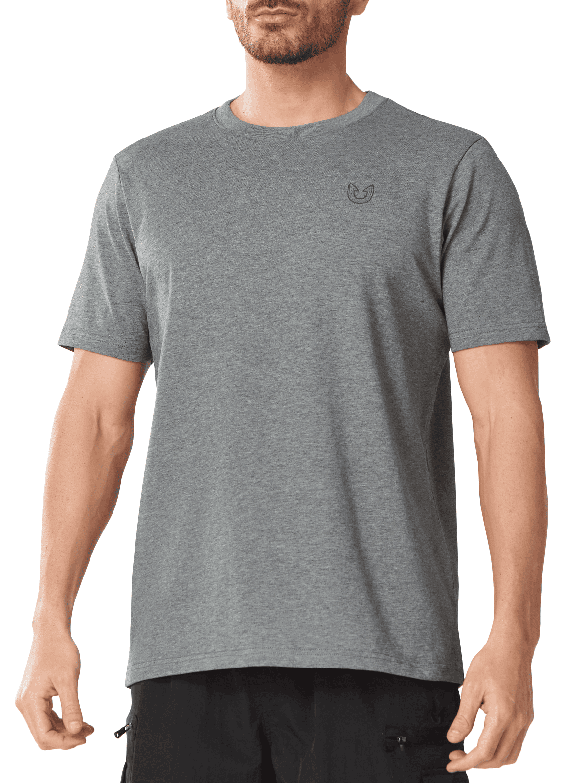 Smoke Heather Men's 100% Cotton Graphic T-Shirt - Front View Relaxed Fit