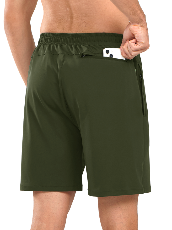 NORTHYARD Men's 7" Army Green Breathable Running Shorts with Pocket for Tennis Gym Training Back