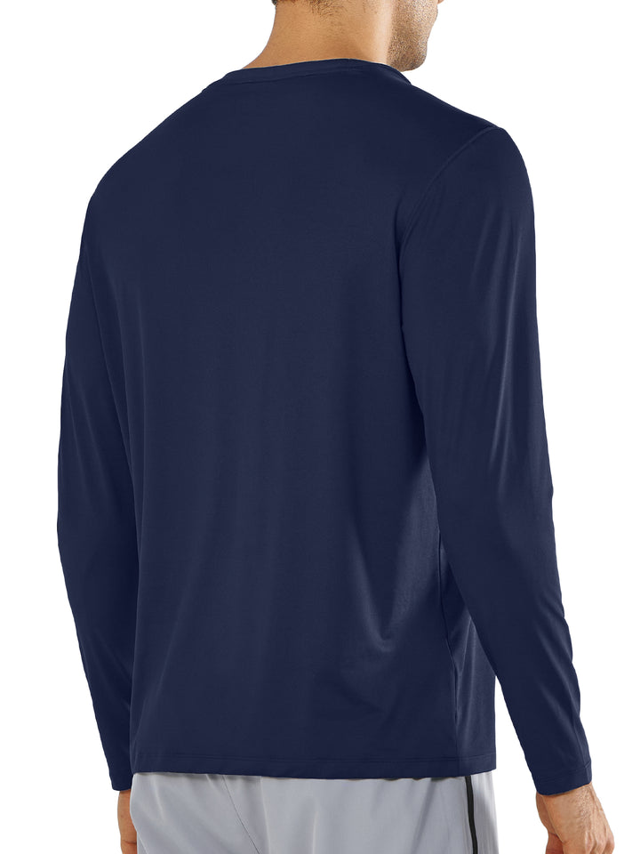 Men's Long Sleeve Compression Gym Shirts Navy Back
