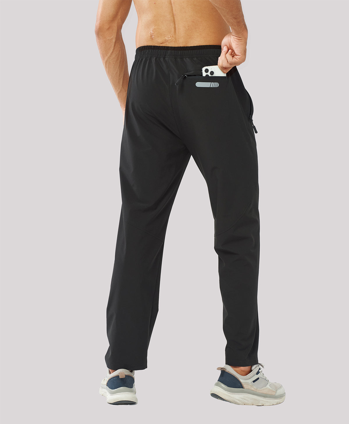 Northyard Men's Lightweight Running Pants with Zipper Pockets Water-Resistant Workout Sweatpants 
#color_black