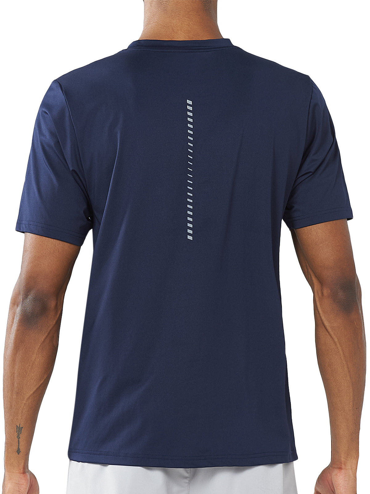 Men's Navy Pickleball Workout Sweat T-Shirts Moisture Wicking for Gym Sport Back