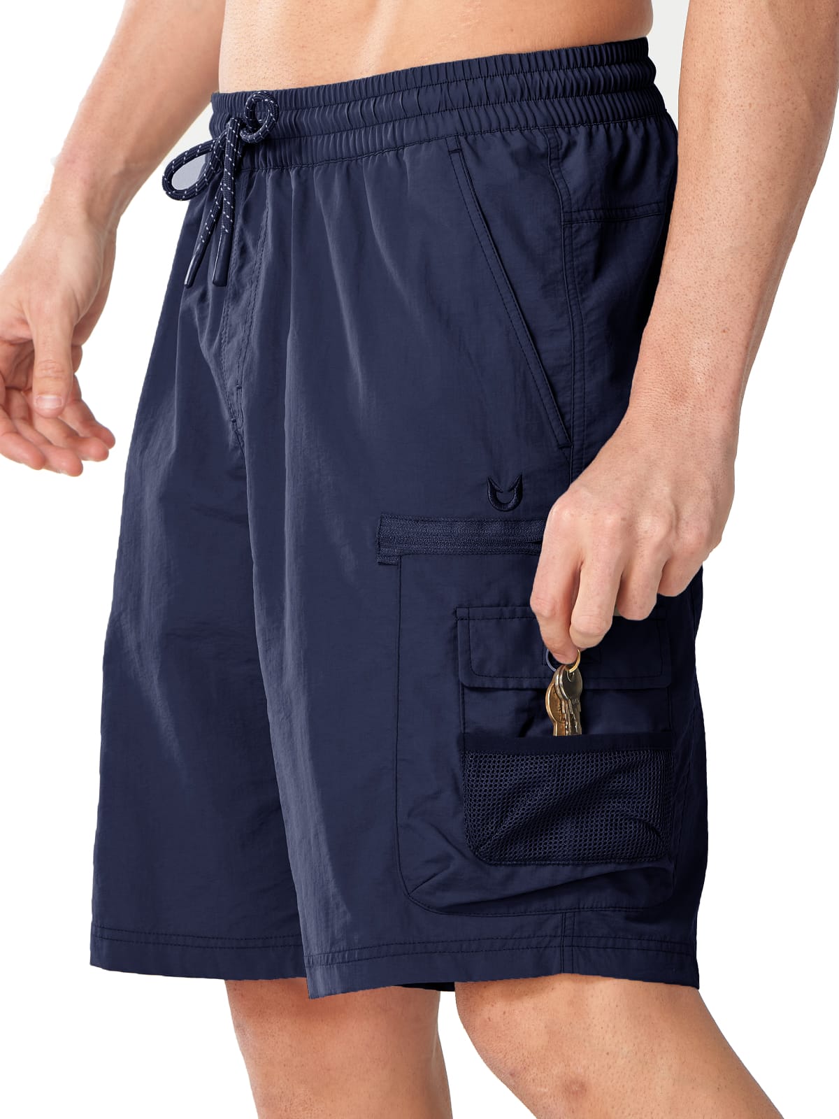Navy Lightweight Outdoor Summer Shorts - Side Profile