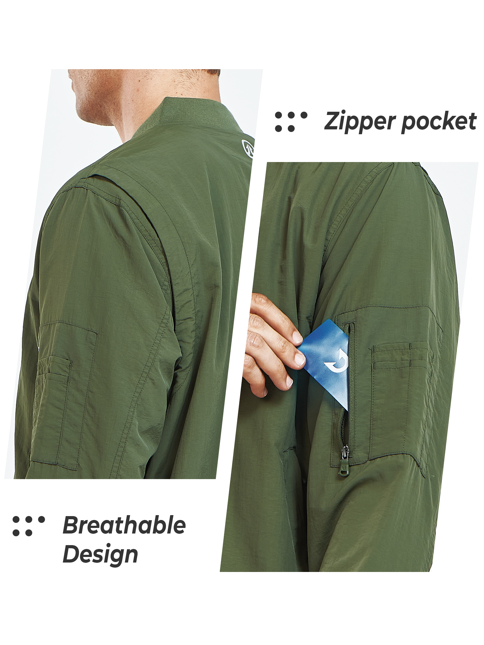 Men's Bomber Jacket Lightweight Casual Windbreaker Zip Up Windproof