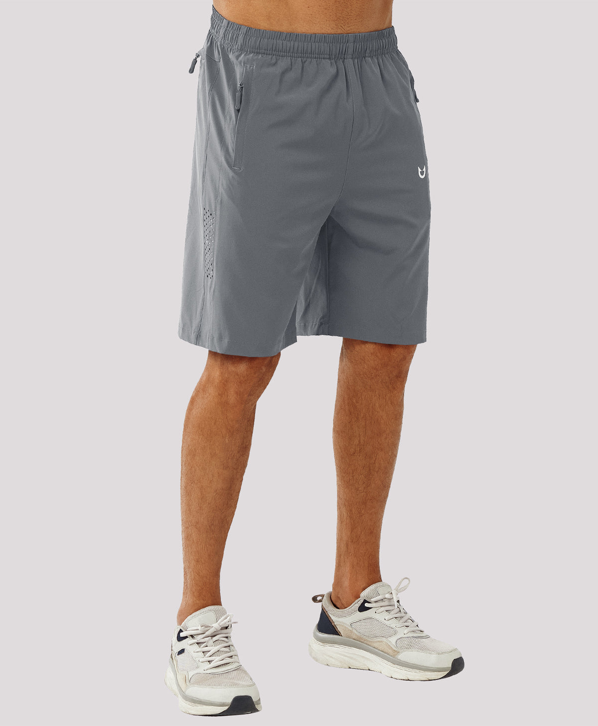 
Men's Hiking 9 Inch Inseam Athletic Shorts Quick Dry Fit Gym Workout — Smoke Grey