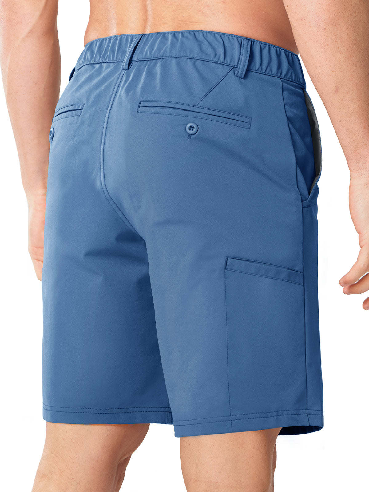 Federalblue Men's Performance Work Shorts - Back View Featuring Secure Button-Closure Pockets