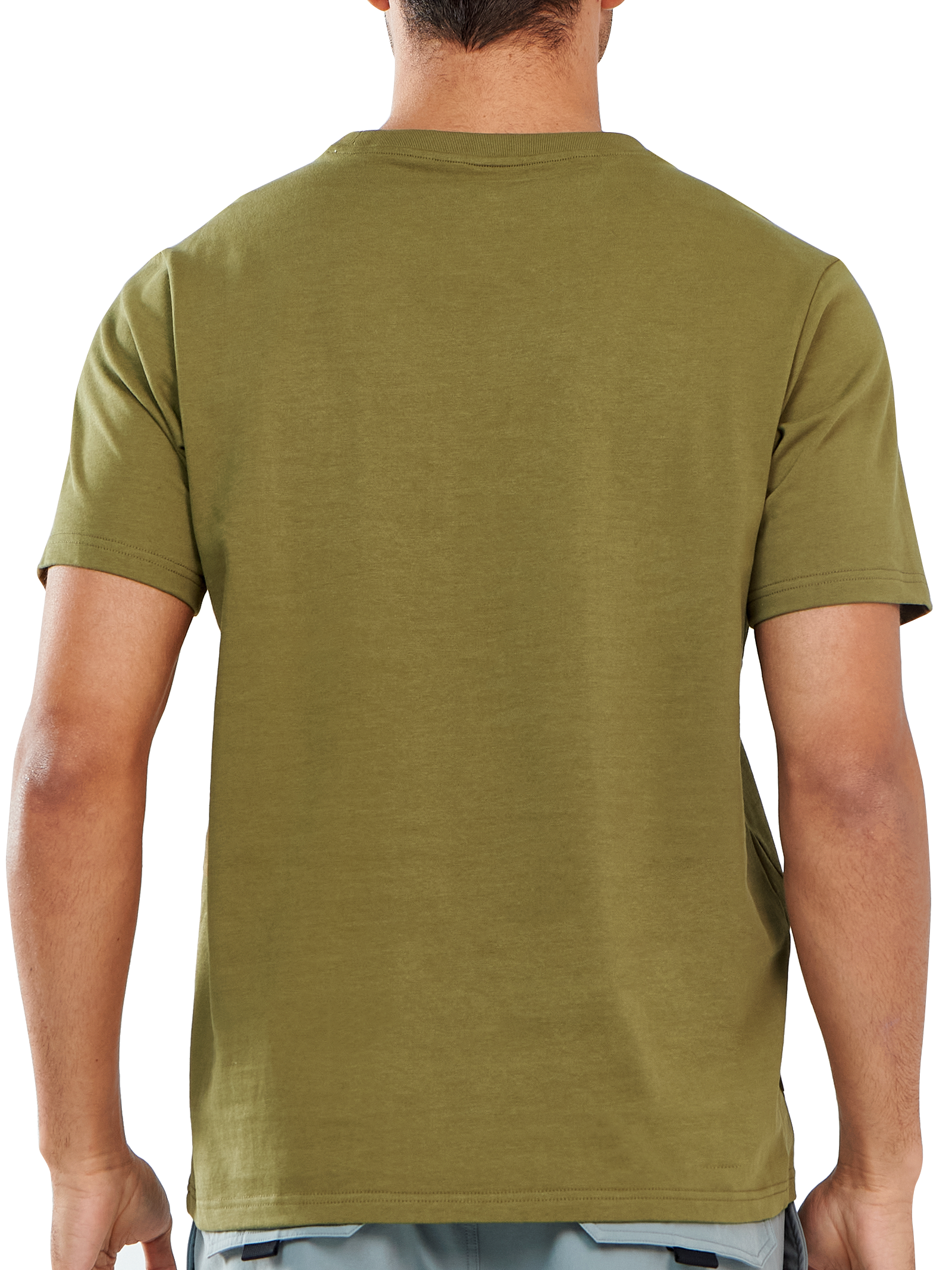 Men's Cotton Hiking Tee Shirts Heavyweight Casual Crewneck for Outdoor
