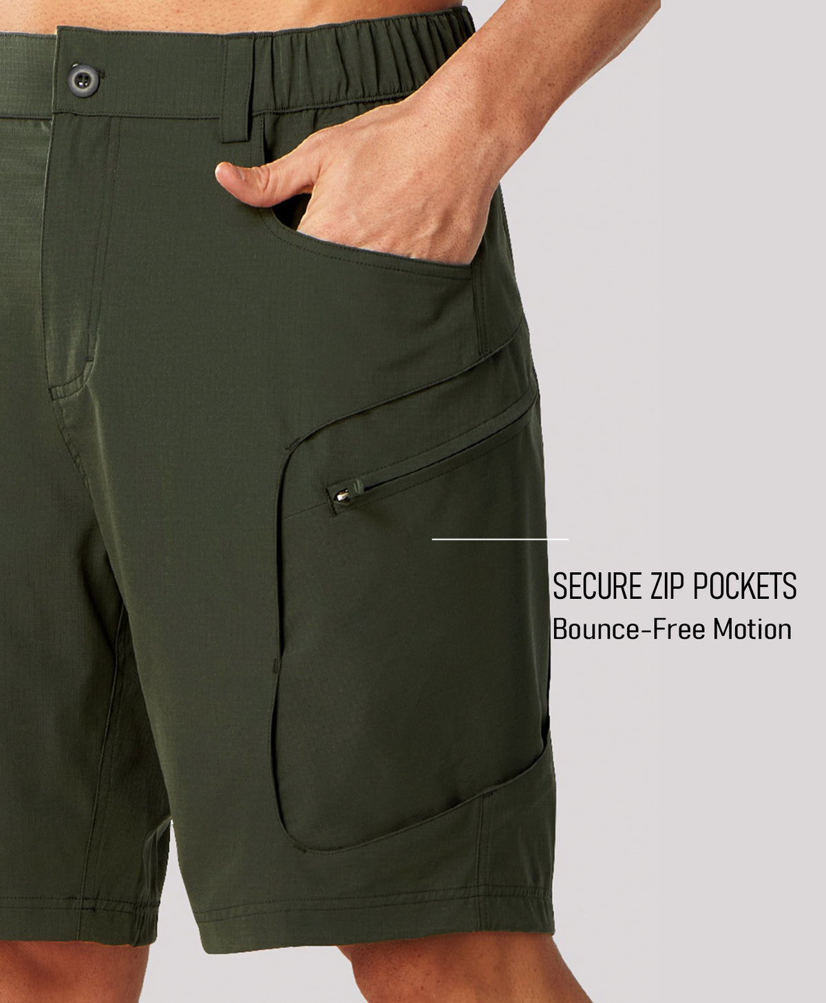 
Men's 9" Water-Resistant 4 Pockets Cargo Hiking Shorts — Army Green