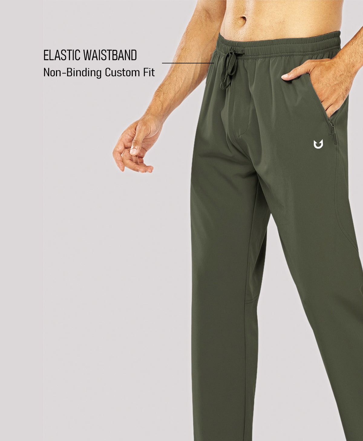 
Men's Lightweight Running Pants with Zipper Pockets — Army Green