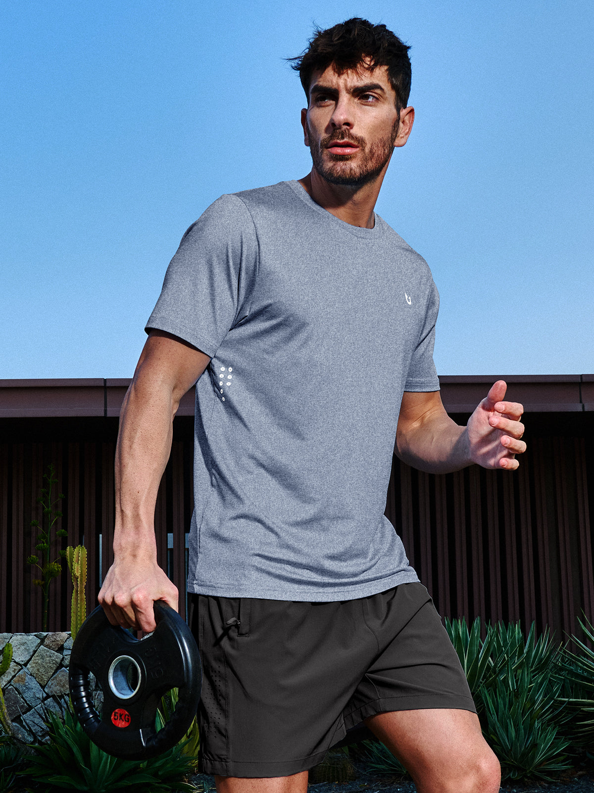 Blueheather Men's Performance Running Shirt On-Model - Lightweight Gym & Workout Gear