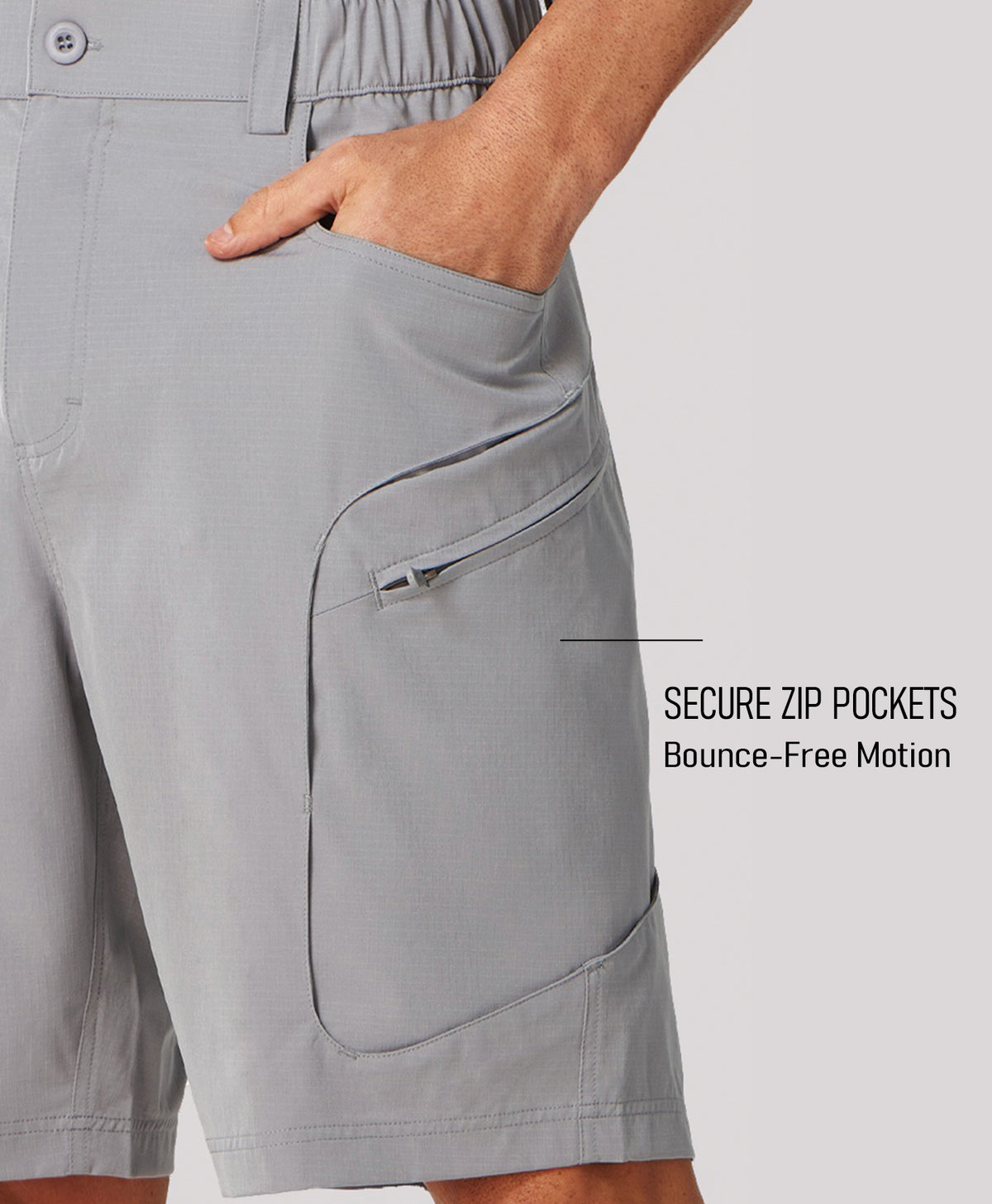 
Men's 9" Water-Resistant 4 Pockets Cargo Hiking Shorts — Light Grey