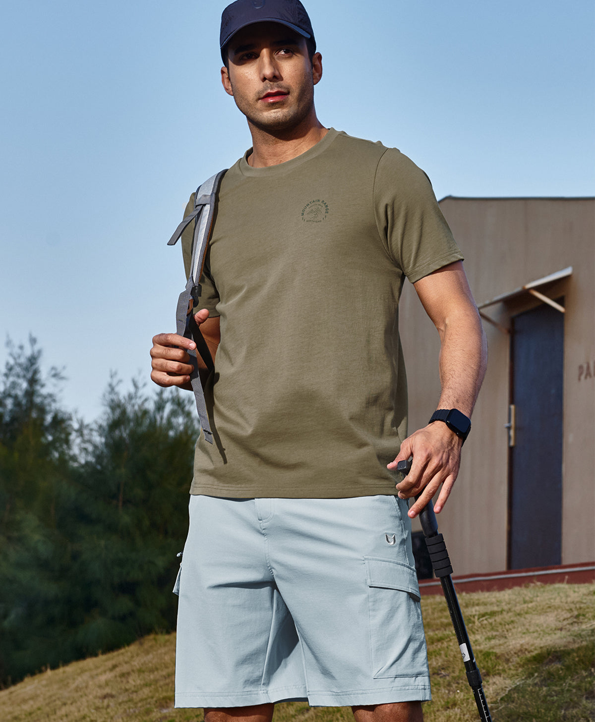 
Men's 9" Lightweight 7-Pocket Cargo Hiking Shorts — Grey Blue