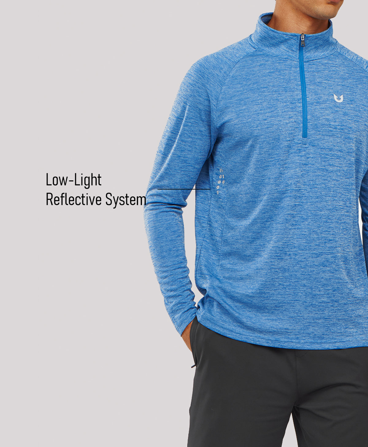 
Men's 1/4 Zip Athletic Pullover Shirts Lightweight — Blue Heather