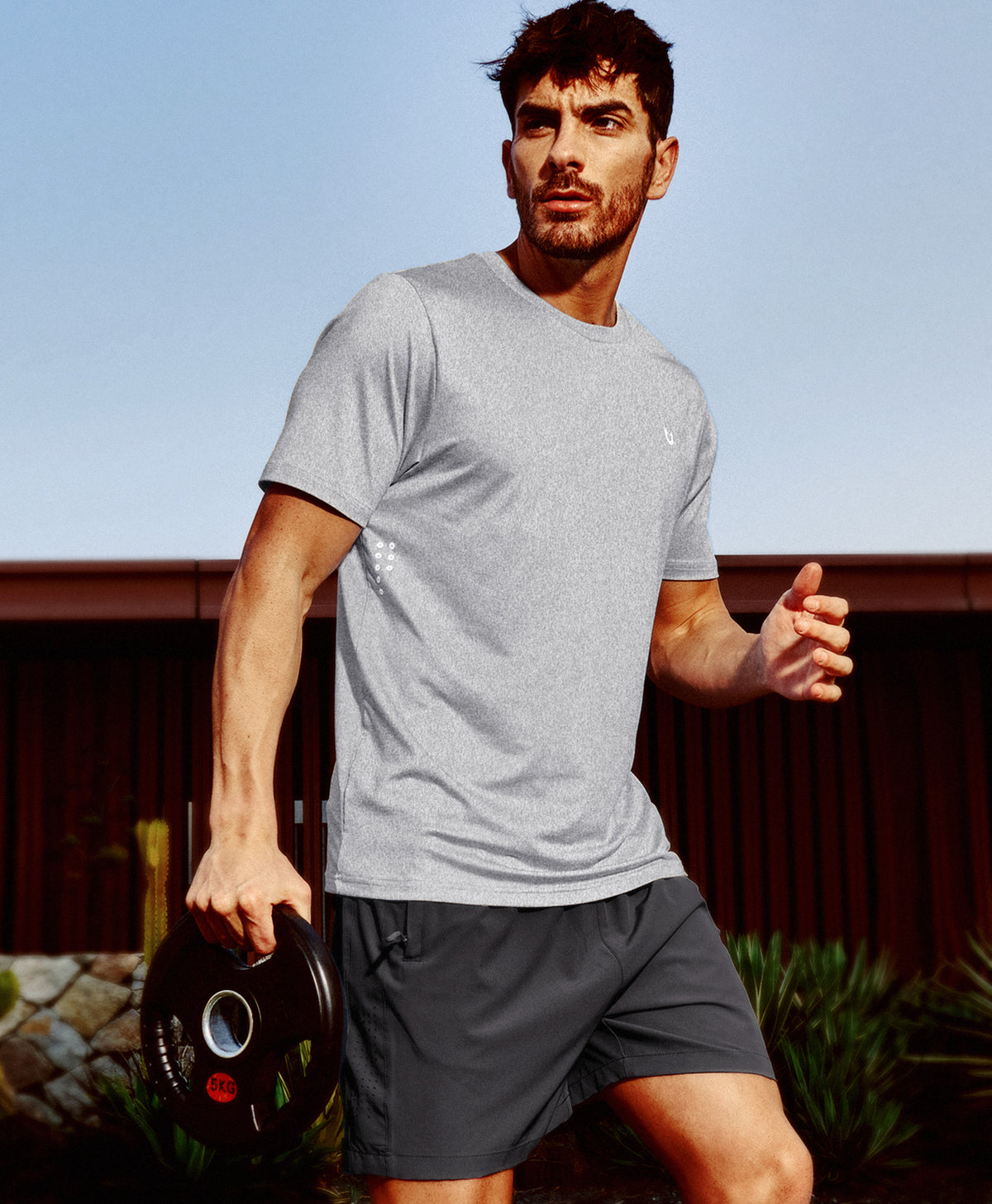 
Men's Performance Workout Short Sleeve T-Shirts — Light Heather