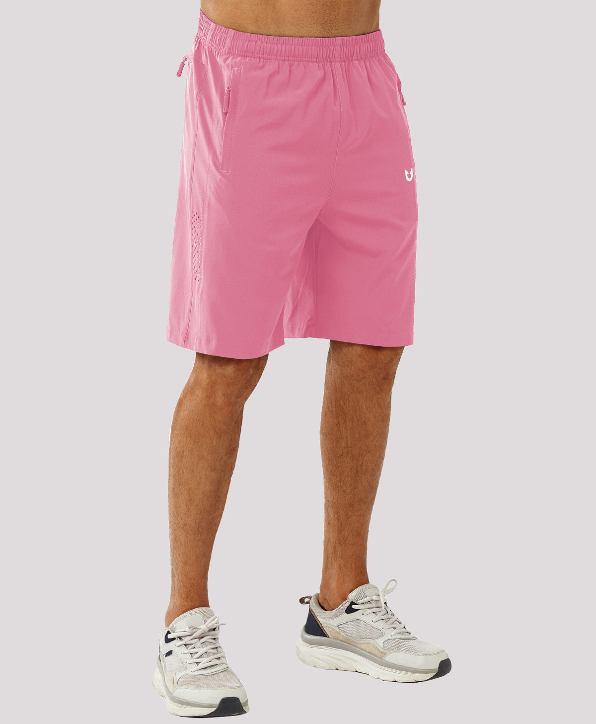 
Men's Hiking 9 Inch Inseam Athletic Shorts Quick Dry Fit Gym Workout — Powder Pink