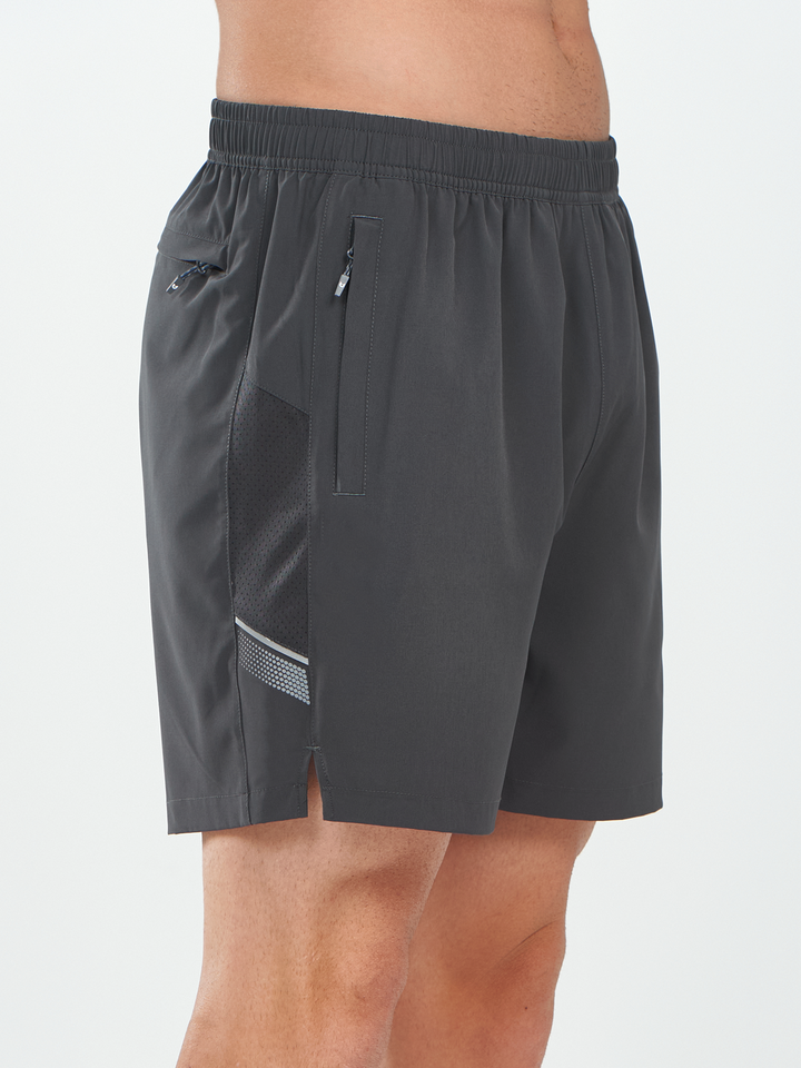 Northyard Men's Dark Grey Athletic 5 Inch Biker Shorts with Pockets Quick Dry for Workout Side