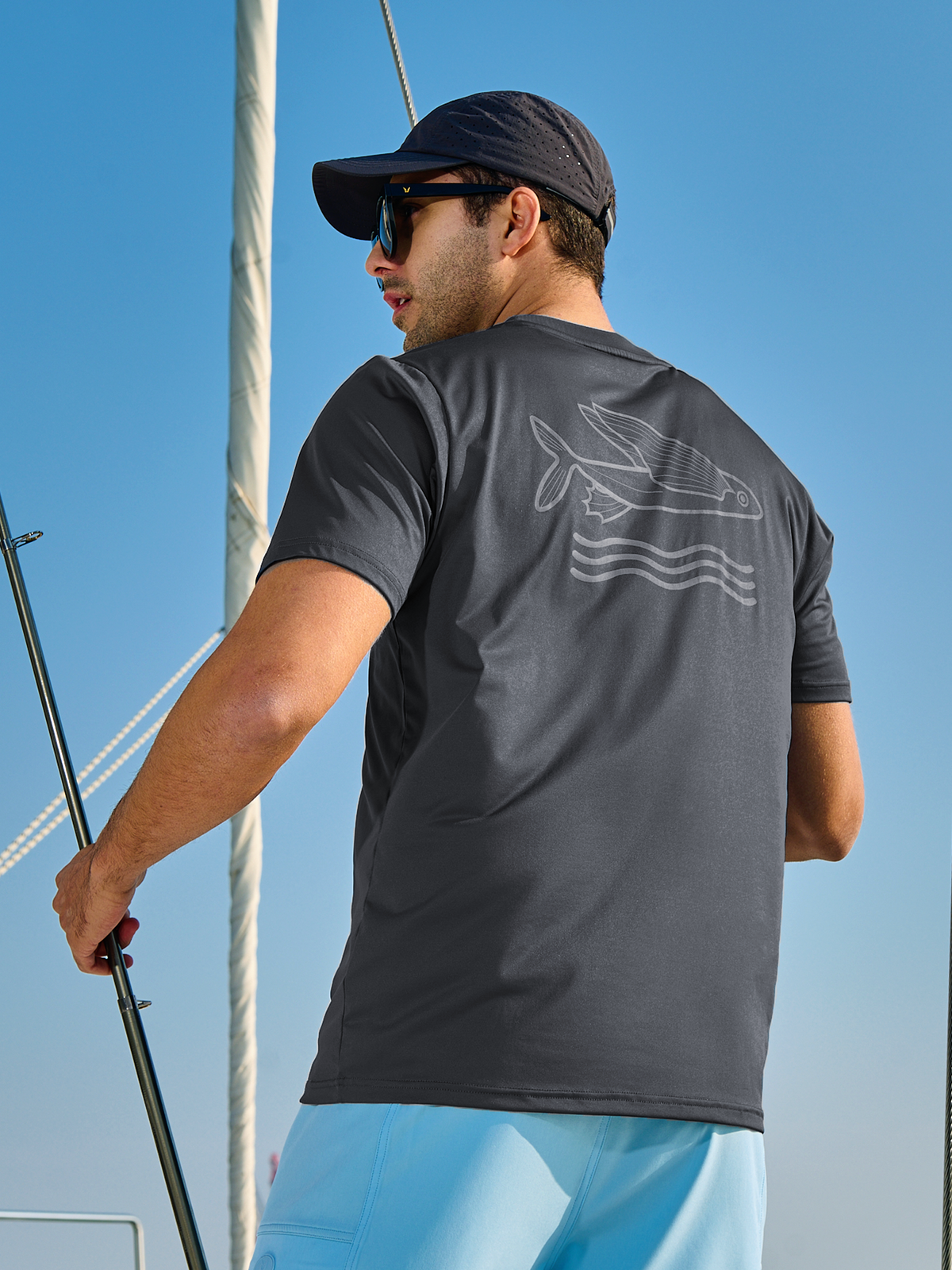 
Men's Short Sleeve Fishing T-Shirts UV Sun Protection Dry fit Swim Gym
